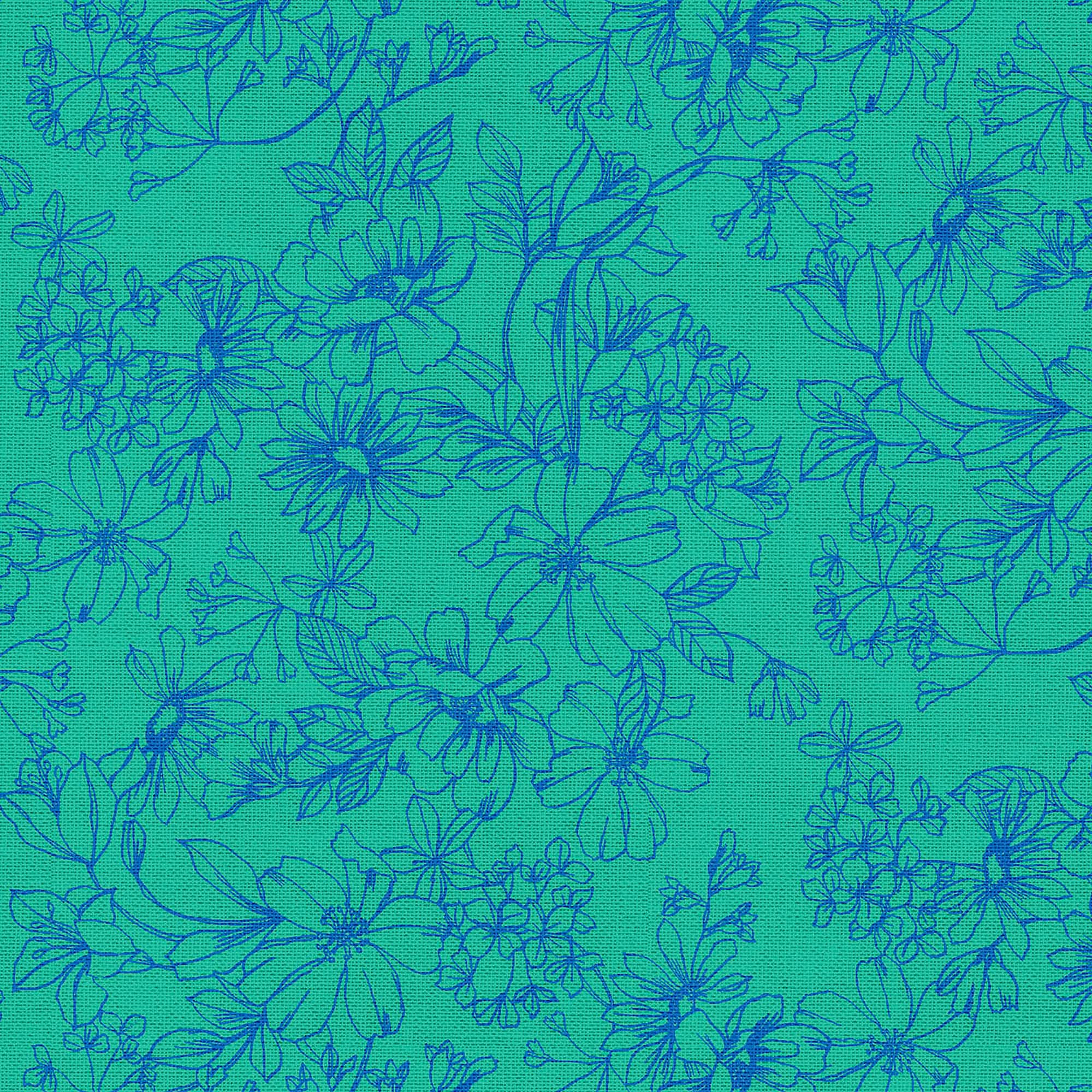 Fabric Editions Turquoise Floral Cotton Fabric